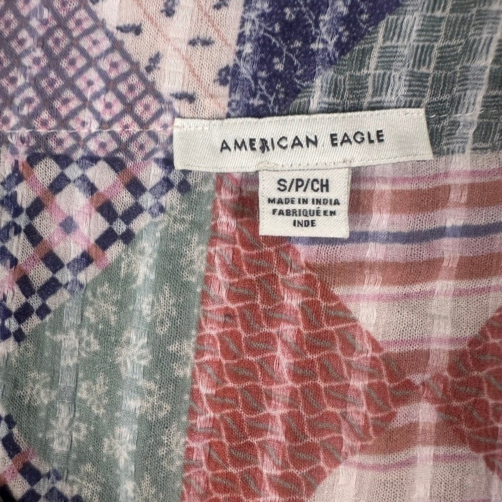American Eagle Patchwork Peasant Blouse Multicolo… - image 8